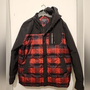 Men's Pendleton Red & Black Hooded Down Jacket Size XXL